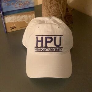 NEW, High Point University WHITE Baseball cap with PURPLE lettering, adjustable.